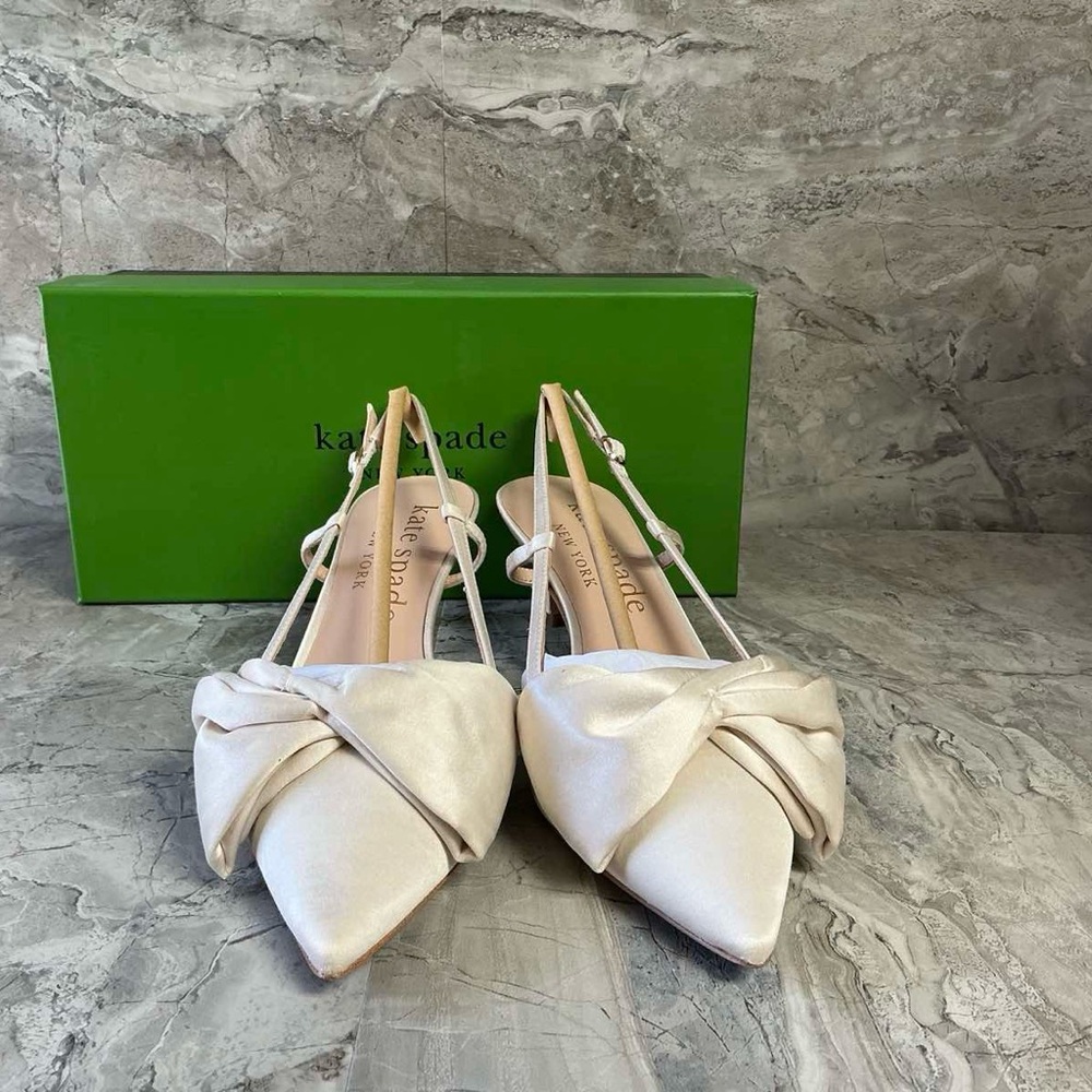 KATE SPADE NEW YORK MARSEILLE SATIN BOW KITTEN HEELS - Picture 3 of 3